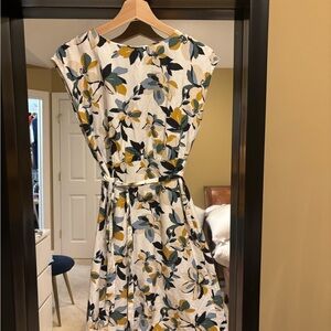 Floral Print linen blend Summed Dress 0P